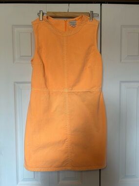 French Connection Bright Orange Sleeveless denim dress. 100% cotton